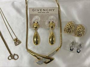 【W-34】GIVENCHY ジバンシー ジバンシィ Ferragamo フェラガモゴールド ネックレス イヤリング アクセサリー まとめ 中古品 1円〜 