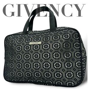 ジバンシー GIVENCHY ハンドバッグ　ポーチ　メッシュ　総柄　ブラック