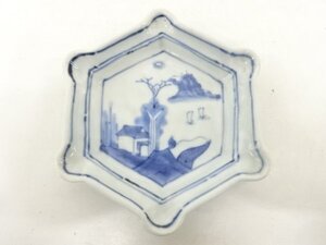 ys7277462; 宗sou 古伊万里　染付　山水　六角皿【道】