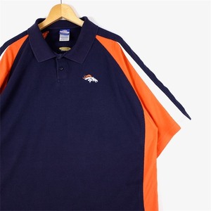 Reebok リーボック NFL TEAM APPAREL 半袖鹿の子ポロシャツ メンズUS-2XLサイズ Denver Broncos ワンポイント刺繍 ネイビー sh-3790n