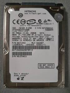 250GB HITACHI HTS545025B9SA00 9.5mm SATA ①