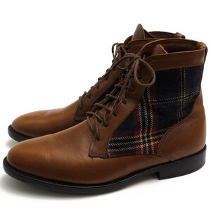 Brooks Brothers ブルックスブラザーズ レースアップブーツ MH00453 Leather and Signature Tartan Boots Allen Edmonds製造モデル 100014