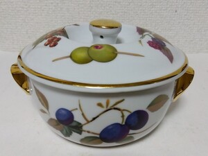 ◎ROYAL WORCESTER ロイヤルウースター【EVESHAM イブシャム】蓋付きボウル 小さなキャセロール Size-4(口径11cm) 蓋物 MADE IN ENGLAND