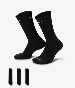 【新品未使用】25-27 Nike x Stussy Cushioned Crew Socks Black ナイキ ステューシー クッションド クルー ソックス (3ペア) FQ3054-010