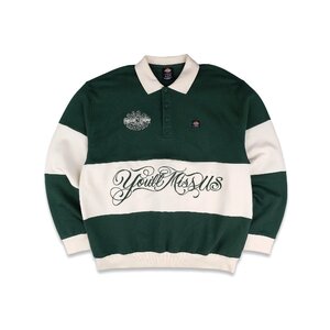 MISTER CARTOON BORN RAISED Dickies RUGBY SHIRT L ミスターカートゥーン ボーンアンドレイズド ディッキーズ ラグビー ラガーシャツ 緑