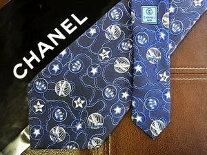 ●1306●在庫処分SALE●シャネル【CHANEL】星・チェーン・ＣＣロゴ柄 ネクタイ★