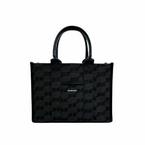 【イチオク】バレンシアガ BALENCIAGA トートバッグ 714187 キャンバス×レザー 黒 BBモノグラム柄 バッグ