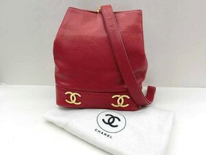 キングラム[19]CHANEL シャネル ココマーク トリプルココ ワンショルダー ワンショルダーバッグ レッド系 ゴールド金具 保存袋付 @C798 H