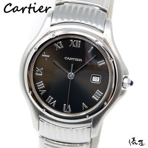 【カルティエ】パンテール クーガー LM 黒文字盤 ヴィンテージ 極美品 メンズ 腕時計 Cartier 俵屋