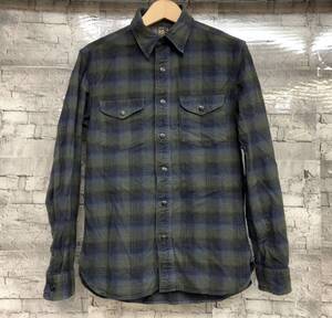 RRL RALPH LAUREN ダブルアールエル ラルフローレン SWEET ORR LONG SLEEVE SPORT SHIRT 長袖シャツ サイズS オンブレチェック 緑 青 黒