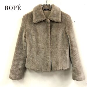 1O2923-W◆ROPE ロペ エコファージャケット コート 裏地付き ホックボタン ショート丈 きれいめカジュアル◆size:7AR ベージュ系 アクリル