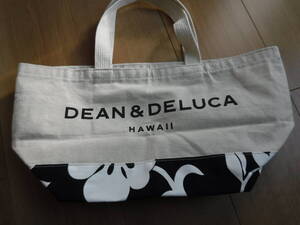 税不要特価 新品 正規品!DEAN＆DELUCA ディーン＆デルーカ ハワイ限定 花柄 ハイビスカス柄 大きめロゴ トートバッグ♪エコバッグ⑦