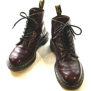 イングランド製 ドクターマーチン 7ホール エナメルブーツ UK4(23cm) パープル/Dr.Martens パテントレザー 英国製 8ホール