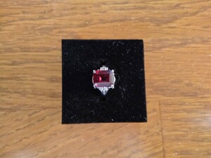 極上ロードライトガーネット大粒 4.28ct 極上ダイヤモンド pt900高級リングダイヤモンド サイズ14号