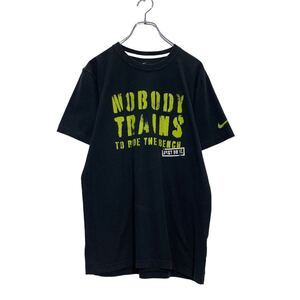 NIKE 半袖 プリント Tシャツ S ブラック グリーン ナイキ ロゴ スポーツ 古着卸 アメリカ仕入 a507-6441