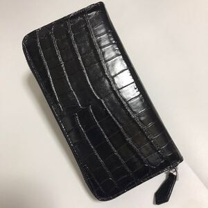 一点限定　黒　本革 クロコダイル 長財布ワニ革 スマホも入れます　人気商品/男女兼用　小銭入れあり