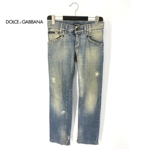 A6027/美品 春夏 DOLCE&GABBANA ドルチェ＆ガッバーナ ダメージ加工 スレ加工 ジーンズ デニム パンツ 44 インディゴ/イタリア製 メンズ