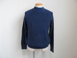 (59239)UNIQLO　ユニクロ　メンズ　ハイネック　ニット　セーター　長袖　ブルー系　L　USED