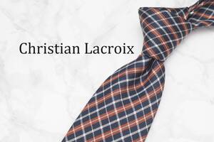 【美品】Christian Lacroix クリスチャンラクロア A-284 チェック ブランド ネクタイ 良品 古着 卸 USED オールド SILK