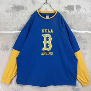 UCLA カレッジ CHAMPS ロンT レイヤード ブルーイエロー レイヤー