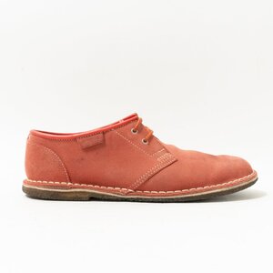 【1円スタート】Clarks クラークス 121013292 ジンク デッキシューズ UK8.5 スエードレザー メンズシューズ 革 クレープソール 赤系 紐履