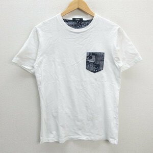 z■ビームスハート/BEAMS HEART ペイズリー柄 Tシャツ【Ｍ】紺白/men