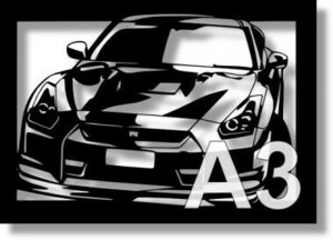 日産(NISSAN) R35 GT-Rの切り絵　(1)【A3サイズ】[C3-088]