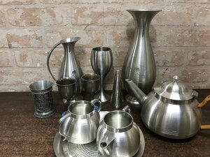 ☆中古品☆ Pewter ピューター　錫製　水差し　フラワーベース　ティーポット　シュガーポット　ミルクポット　他