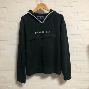 90s～ POLO SPORT プルオーバーパーカー 170 M ラルフローレン　正規品　フロントポケット　ブラック　黒　HOODIE