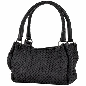 ボッテガヴェネタ BOTTEGAVENETA イントレチャート トートバッグ ハンドバッグ 編み込み メッシュ ナッパ レザー ブラック レディ 中古