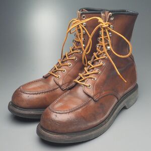 W2956//ヴィンテージ/PT91/アメリカ製*レッドウィング/RED WING*＃4440/メンズ10D/スチールトゥ/レースアップブーツ/モックトゥ/革靴/茶