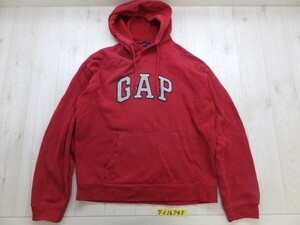 GAP ギャップ メンズ 裏起毛 ロゴワッペン プルオーバーパーカー S 赤