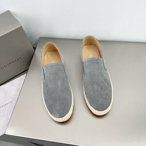 Brunello Cucinelli レザーシューズ メンズ　シューズ　スエード カジュアル　サイズ選択可能　グレー