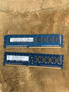 SK hynix 4GB DDR3-1600 PC3L-12800E/NANYA製 PC3-10600U 1Rx8 2GB （2枚共6GB）