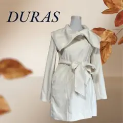 DURAS ホワイト フリース コート ベルト付き フリーサイズ