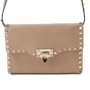 【ヴァレンティノ】Valentino　ロックスタッズ レザー ミニ ショルダーバッグ ピンクベージュ 【中古】【正規品保証】192281