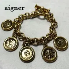 レア品✨aigner　アイグナー ブレスレット ゴールド 車輪 Aロゴ