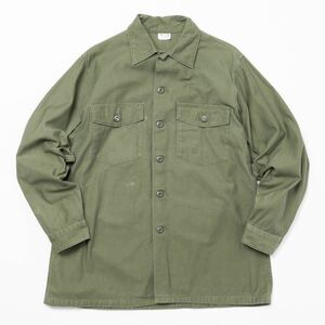 希少サイズ 16 1/2 60s US ARMY OG 107 コットンサテン ユーティリティシャツ ミリタリー vintage Shirt 米軍実物 アメリカ軍 ベトナム戦争