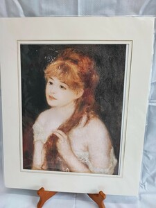 オーギュスト・ルノワール 髪を編む若い女性 人物画 女性像 複製画 当時物 コレクション ワシントン・ナショナル・ギャラリー展(020905)