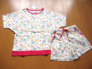 *新品*M*ハローキティ*パイナップル柄*ルームウェア*半袖短パン*アイボリー*サンリオ*