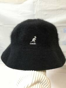 ○P205○USED 美品 KANGOL カンゴール Furgora Bucket ファーゴラ バケット K3477 Lサイズ アンゴラ混 黒 ブラック バケットハット バケハ