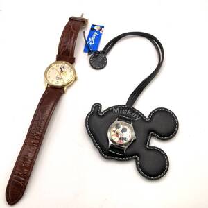 7520　ディズニー 腕時計　　ガラス割れ　/キーホルダー　Mickey　mouse　動作未確認　現状品