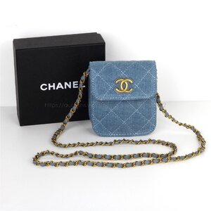 シャネル CHANEL ノベルティ VIPギフト ショルダーバッグ ミニ ポシェット デニム 斜めがけ ブルー 箱付き レディース ブランド 非売品