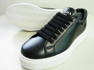 正規★PRADA プラダ★厚底ローカットレザースニーカー★37 25.5cm【２EG 361 20GP】ブラック黒【本物保証】専用箱紙袋付き★ISETAN