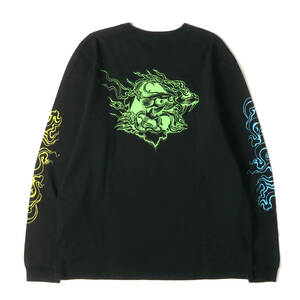 STUSSY ステューシー Tシャツ サイズ:XL ドラゴン グラフィック ロングスリーブTシャツ ブラック 黒 トップス カットソー 長袖