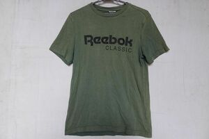 Reebok CLASSIC/リーボッククラシック/半袖Tシャツ/ロゴプリント/スポーツ/色あせ/色ムラ/緑系カーキ/Lサイズ(4/26R)