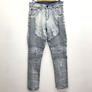 雰囲気最高！【jeans】ジーンズ デニム ジーパン パンツ ケミカルウォッシュ スキニー ストレッチ ダメージ加工 お兄系 メンズw29 /Y8068ii