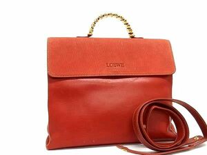 1円 LOEWE ロエベ ベラスケス レザー 2WAY ワンハンドル ハンドバッグ ショルダーバッグ 肩掛け レディース テラコッタ系 FJ0271