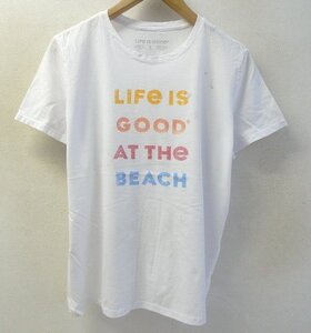 ◆LIFE is GOOD メッセージプリント クルーネック Tシャツ 白 サイズL