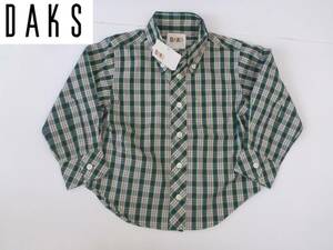 新品 DAKS ダックス★緑　チェック柄　長袖シャツ　90　男の子